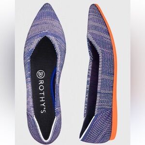 Rothy's RETIRED!! The point  Blue birdseye and Orange Loafers